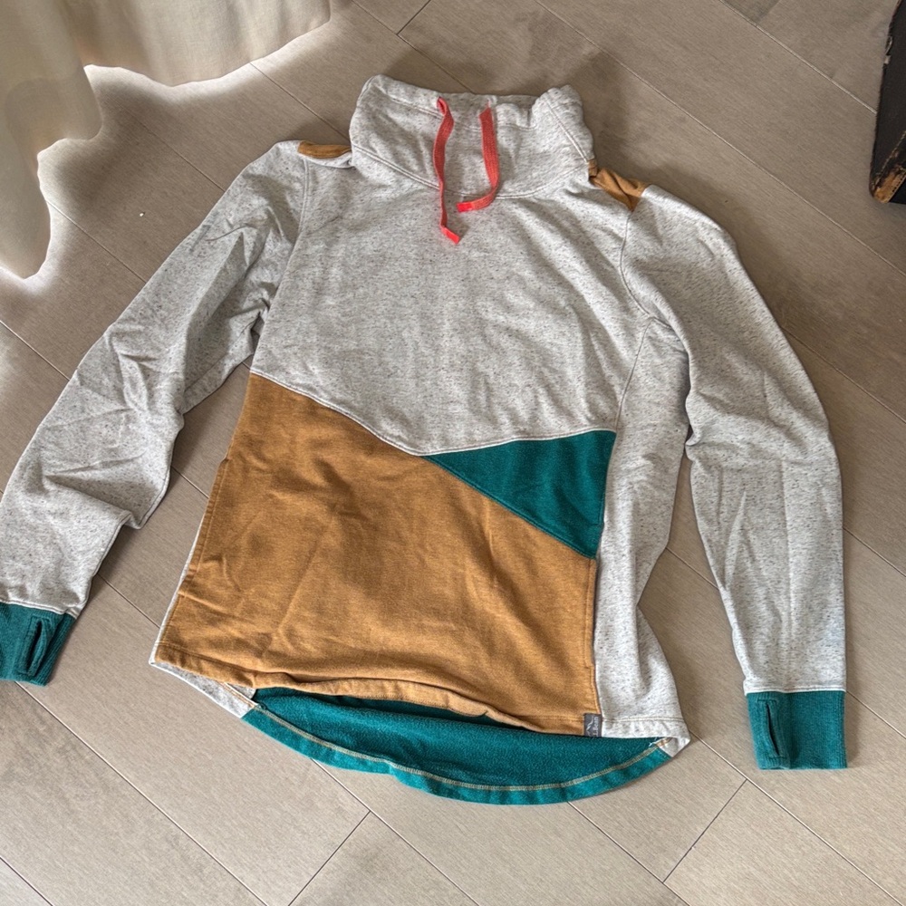 L.L. Bean Heather Gray Sweatshirt with Camel & Orange Trim